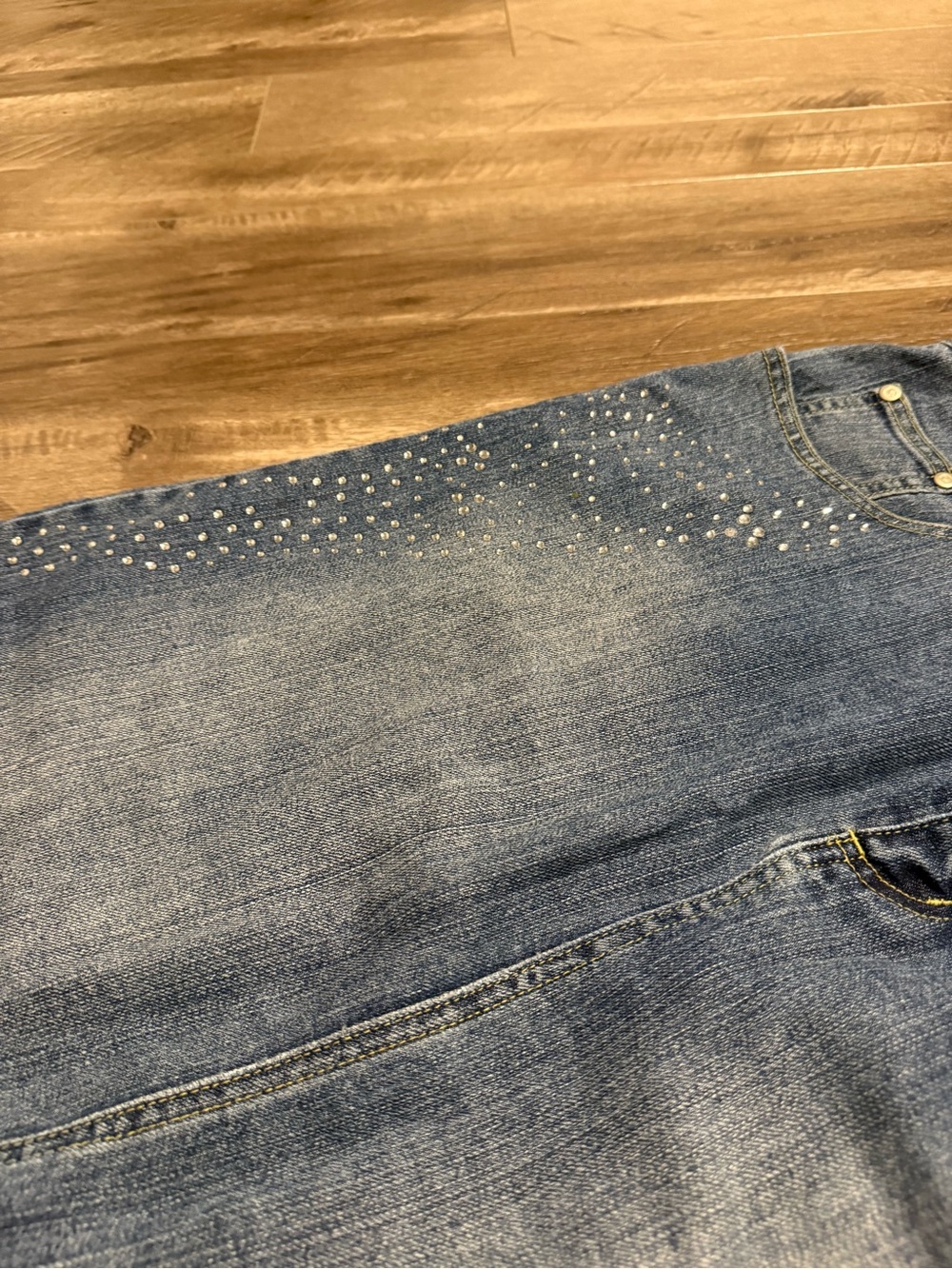 Destiny Vintage Blue Denim Maxi Skirt with Bling Stud Detail Cowgirl Y2K - Picture 4 of 7